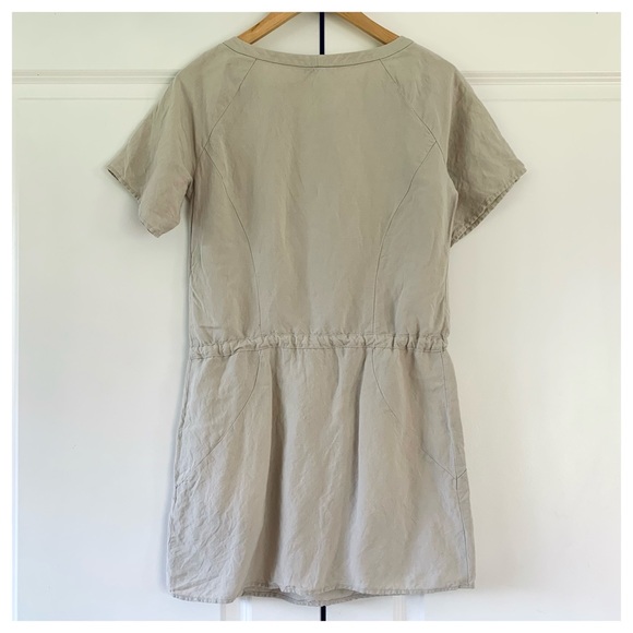 Emerson Fry Dress Drawstring Shift Short Sleeved Mini Summer Capsule Tan Size XS - Picture 3 of 10
